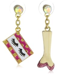 Betsey Johnson "60s Mod " Eye And Leg Mismatch Drop Earrings