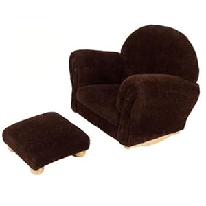 KidKraft Upholstered Rocker with Ottoman Pink Chenille by 