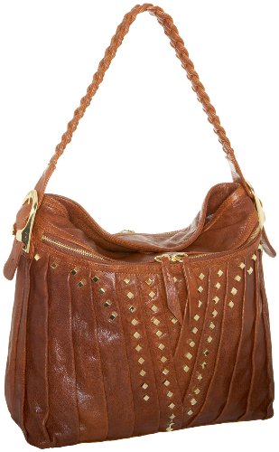 Treesje Studded Hudson Hobo,Cognac,one size