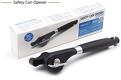 Narrowser 1Pcs Kitchen Collection Professional Ergonomic Smooth Edge Safe Cut Can Tin Opener Stainless Steel Manual Side Cut, Sharp Easy Turn Design with Good Soft Grips Handle (Black )