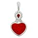 Sterling Silver Carved Cinnabar Heart and Garnet Pendant by Sajen