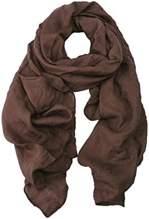 Nyrn Womens Solid Color Long Shawl Scarf,Linen-Cotton Blended Fabric-Brown