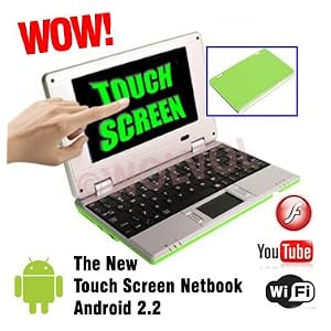 Touch Screen PC Green MINI LAPTOP 7 inch Netbook Notebook COMPUTER Built-in WIFI with the Google Android Market by WOLVOL