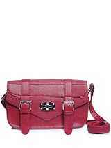 Passion Faux Leather Red Buckle Baguette Shoulder Handbag