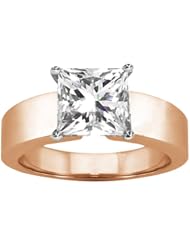 1.00 Ct Princess H/I I1 Diamond 18K Rose Gold Ring