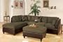 3pcs Sectional Sofa Set with Ottoman in Sage Finish