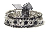 Black & Silver Crystal Stretch Ladies Bracelet