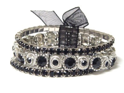 Click here to buy Black & Silver Crystal Stretch Ladies Bracelet.