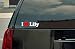 I Love Lily Vinyl Decal - White with a red heart