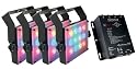 American DJ  system of 4 led compact  color wash fixtures with driver great for wash effects uses 12 x 1 watt LED's in each head,