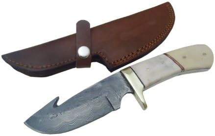 Custom Made Damascus Steel Hunting Knife New,with Brass Guard,9"pt-558