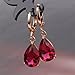 GULICX Lady jewelry Gift Pear Cut Ruby -Color Gold Tone Women Sparkle Dangle Earrings
