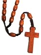 Rosary - 8mm Oval Wooden Beads - Latin Cross - 24in.