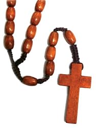 Rosary - 8mm Oval Wooden Beads - Latin Cross - 24in.
