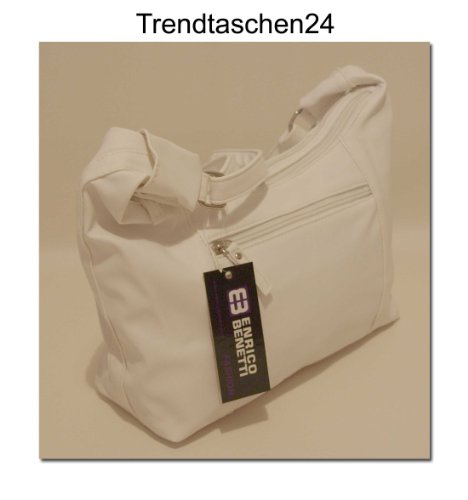 Elegante & Sportliche Handtasche/Schultertasche/Umh&auml;ngetasche super weiches Lederimitat Tasche Style by Enrico Benetti Weiss 44397*Aktuelle Kollektion 2010