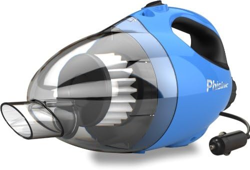 Phisinic Portable Handheld Rechargeable Vacuum Cleaner & Blower, Bagless, Hepa Filter, Easy Clean (Blue 12V Car Cigar Plug)