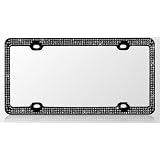 Buy Black Chrome Metal Car License Plate Frame with Triple Row Clear Crystals
