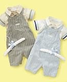 First Impressions Baby Boy Striped Overalls Set