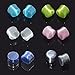 Longbeauty 6Pair Cat's Eye Organic Stone Double Flared Saddle Plug Gauge Ear Expander Stretcher Piercing