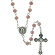 Purple Beaded Link Rosary With Saint Benedict Centerpiece and 5mm Round Beads - 28'' Necklace - 20'' Overall Length