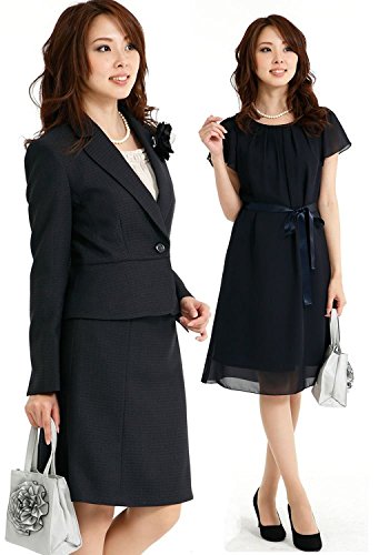 (モードアラカルト) Mode a la carte スーツ レディース セット 入学式 ワンピーススーツ スカートスーツ レディース フォーマルスーツ きれいめ 結婚式 上品 ネイビー 紺 13号