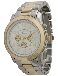 Unisex Geneva Boyfriend Chronograph Style Link Watch - Two Tone