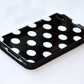 On sales! HOTER&reg; Muliti Color Large Polka Dots Design iPhone 4 Case, Gift Idea, Gift Boxed Included - Black