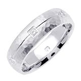 Beverly Diamonds Mens 14K WHITE GOLD DIAMOND WEDDING BAND RING Princess-Shape