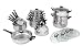 Crealys - 504038 - Batterie de 22 Pièces - Inox: 5 Faitouts + 5 Couvercles en Verre + 5 Casseroles 