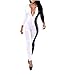 Sexy Womens Deep V Neck Bodycon Bandage Jumpsuits Romper Playsuit (US L, Black-white)