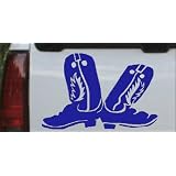 8in X 5.3in Blue -- Cowboy Boots Western Car Window Wall Laptop Decal Sticker by Rad Dezigns