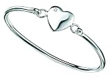 D for Diamond Sterling Silver B3105 Girls Diamond Set Heart Hinged Bangle