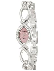 Armitron Womens 75/3477PMSV NOW Swarovski Crystal Accented Silver-Tone Pink Dial Watch
