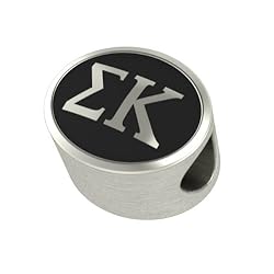 Sigma Kappa Black Antique Oval Sorority Bead Charm Fits Most Pandora Style Bracelets. High Quality Bead in Stock for Fast Shipping. Officially Licensed