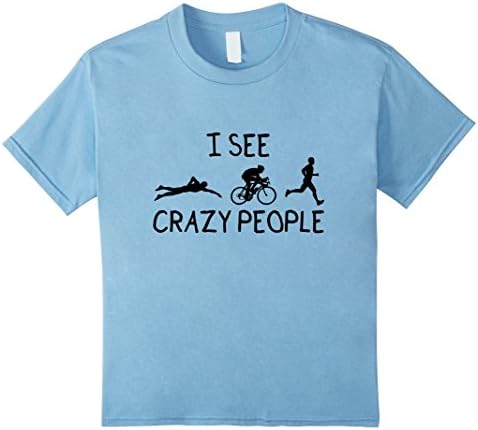 Kids TRI T-Shirt Best Triathlete Crazy People Swim Bike Run 12 Baby Blue