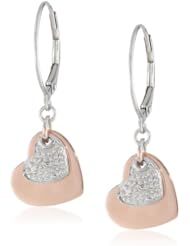 10k Two-Tone Gold Diamond Accent Heart Drop Earrings
