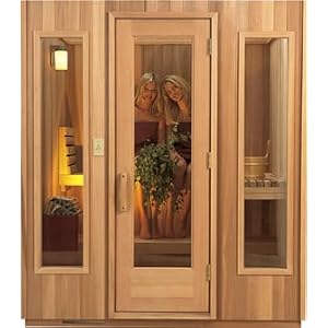 Finlandia Pre-Built Sauna FPF56-GR1230. 5 ft x 6 ft. Grey 12\’\'X30\’\’ Window. Sauna Heater included