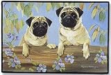 Two Pugs Family Indoor Outdoor Doormat Mat Rug