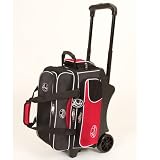 Linds Deluxe 2 Ball Roller Bowling Bag- Black/Red