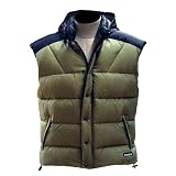 TAIGA Blackcomb 800 Deluxe - Men's Goose Down Vests with a Thin AquaNix Hide-Away Hood, Olive Black, MADE IN CANADA