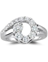1.09-1.12 Cts Diamond Journey Ring in 14K White Gold