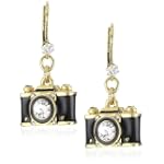 Betsey Johnson "Royal Engagement" Black Camera Drop Earring