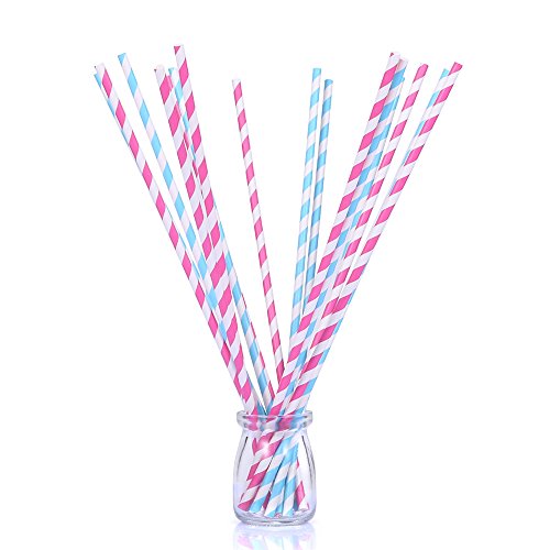 Cotton candy sticks 13 inch, bpa free paper straws extra long 100…