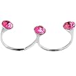 Sterling Silver 925 Pink CZ Double Toe Ring