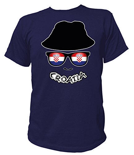 Artdiktat Herren T-Shirt – EM 2016 Flag Glasses – Croatia Größe XL, navy