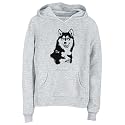 Hoodie Womens Heather Gray " Siberian Husky FACE SPECIAL GRAPHIC " Dogs