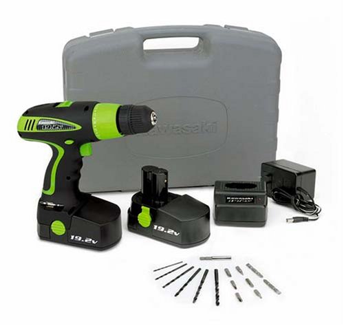 Kawasaki 840110 Black 19.2v 20pc Cordless Drill Set with Extra Battery