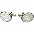 Shiny Mother of Pearl Check Board Silver Cufflinks