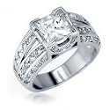 Bling Jewelry Sterling Silver Engagement Ring Vintage Double Shank Princess Cut CZ 2ct