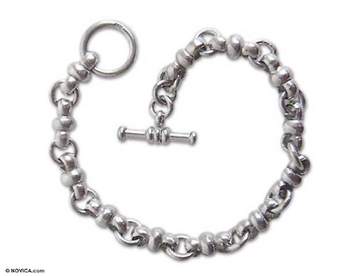 Mens sterling silver bracelet Eight Motif